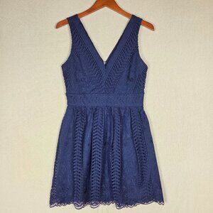 Francesca's Alya Summer Fit and Flare Midi Sleeveless Dress Navy Women's Medium